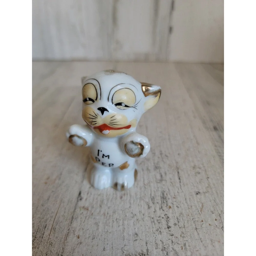 Vintage‎ japan cat I'm pep pepper shaker ceramic kitchen figure dog